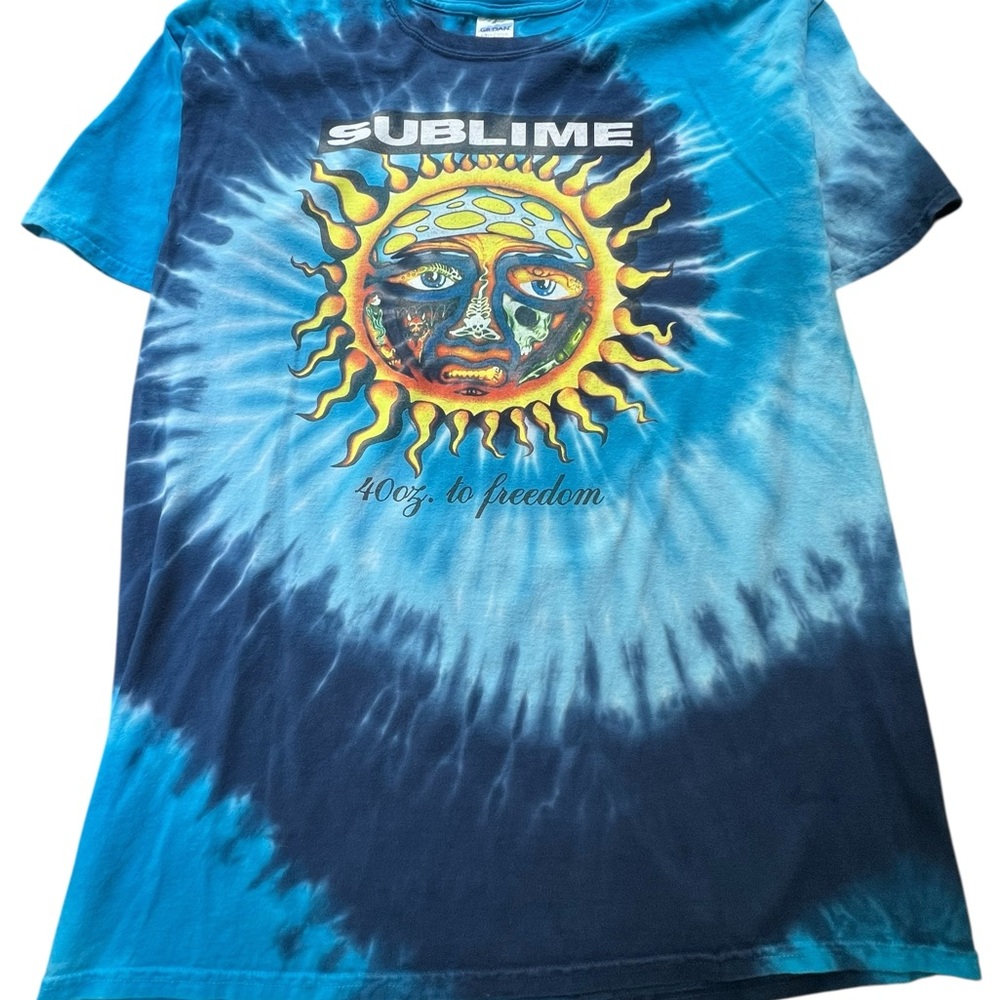 4:20 by Sublime 40 Oz To Freedom Mens XL T Shirt Tie Dye Blue Sun Mushroom - Picture 2 of 9